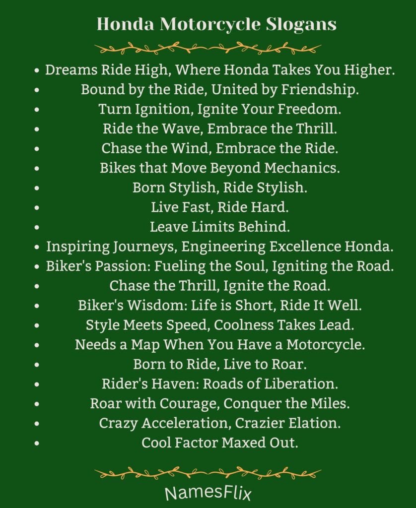 Honda Motorcycle Slogans