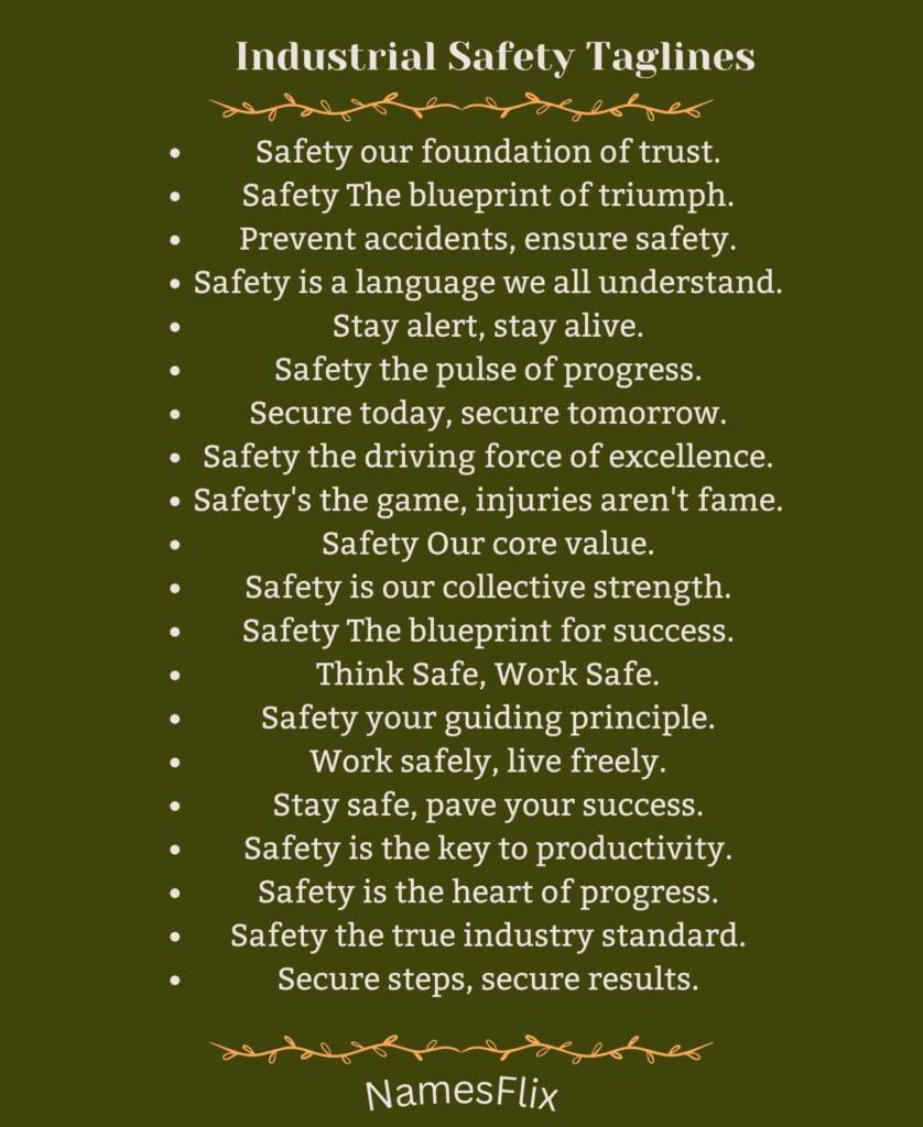 Industrial Safety Taglines