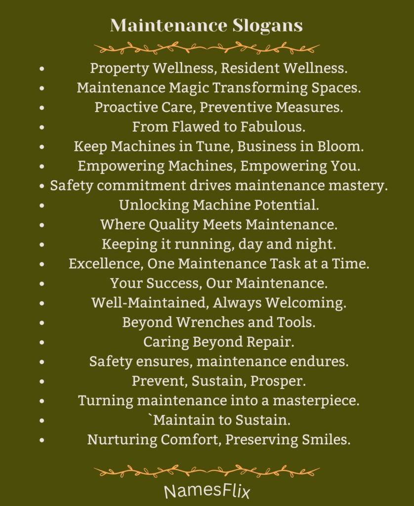 Maintenance Slogans