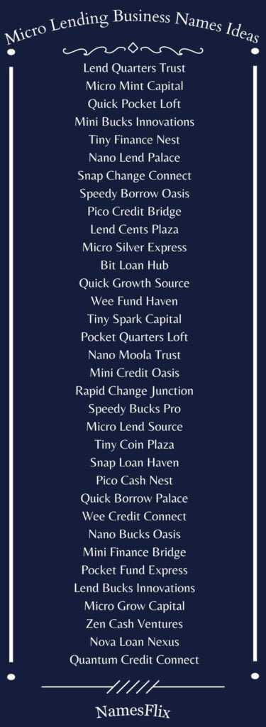 Micro Lending Business Names Ideas