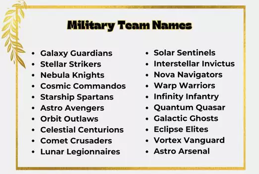 Military Team Names