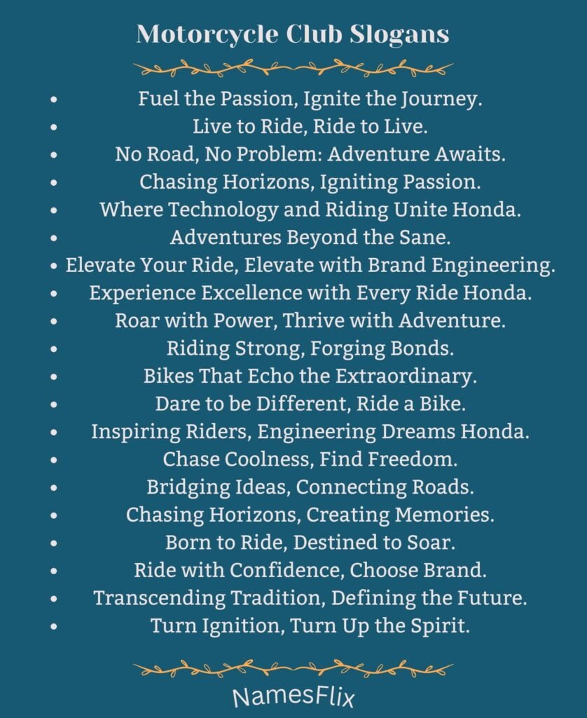 Motorcycle Club Slogans