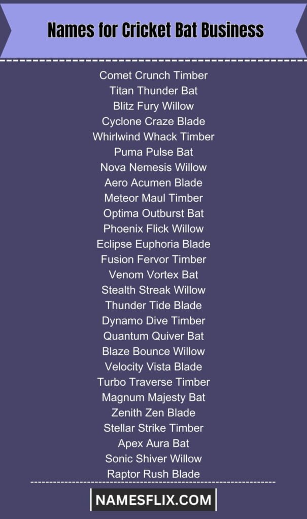 Names for Cricket Bat Business