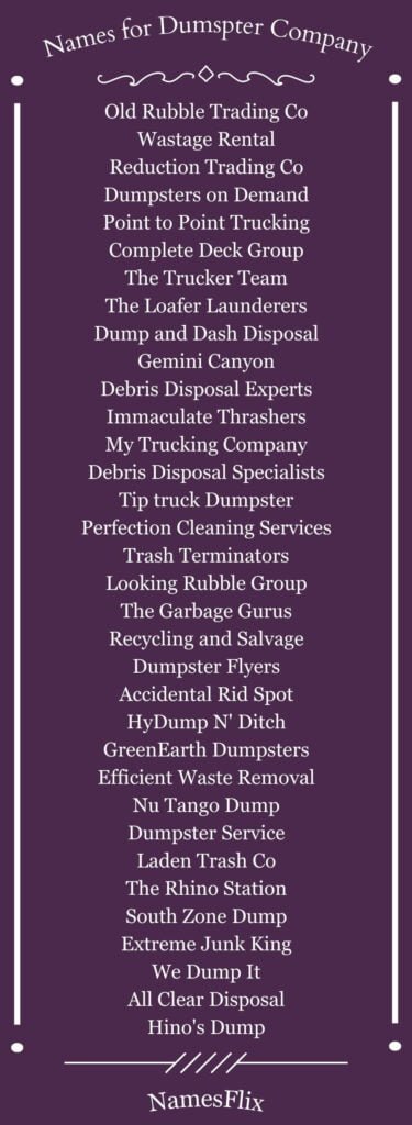 Names For Dumpster Company