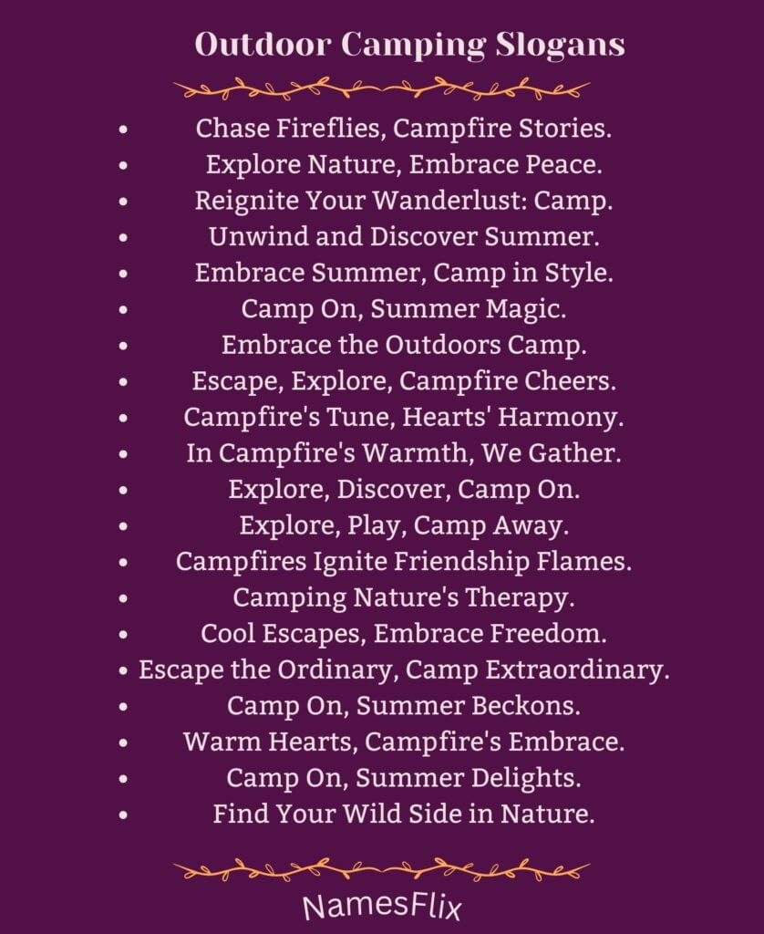 Outdoor Camping Slogans
