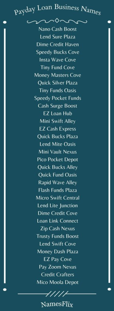 Payday Loan Company Names