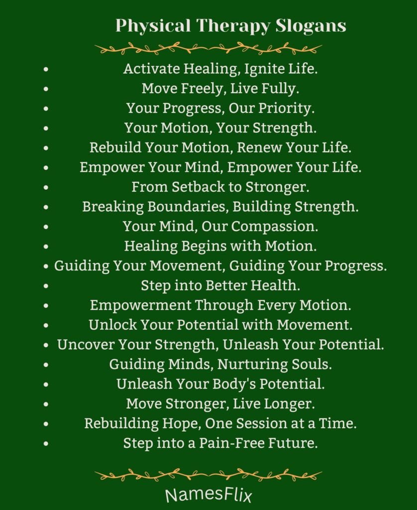 Physical Therapy Slogans