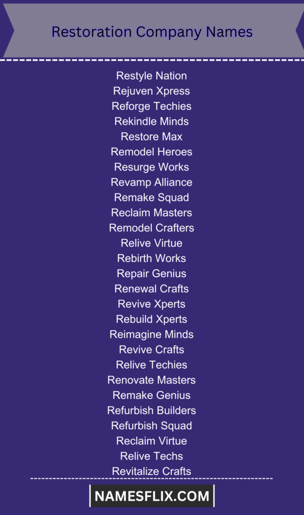 Restoration Company Names