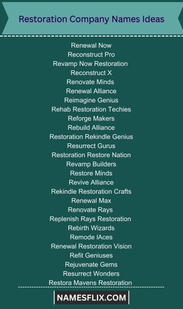 Restoration Company Names Ideas
