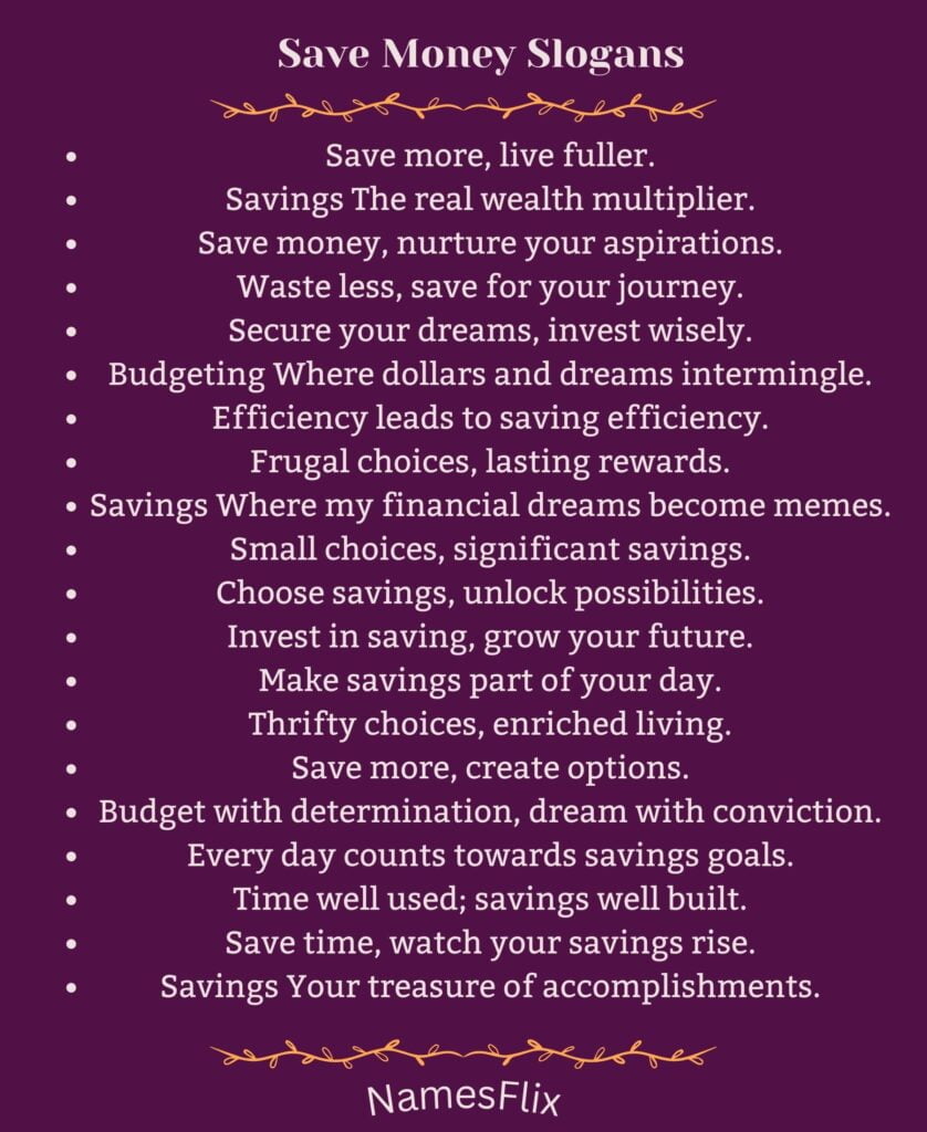 Save Money Slogans
