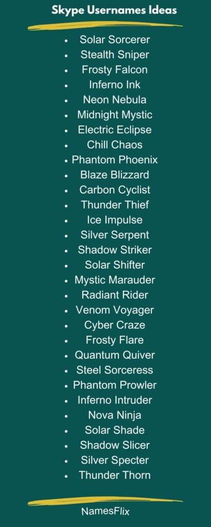Skype Usernames Ideas