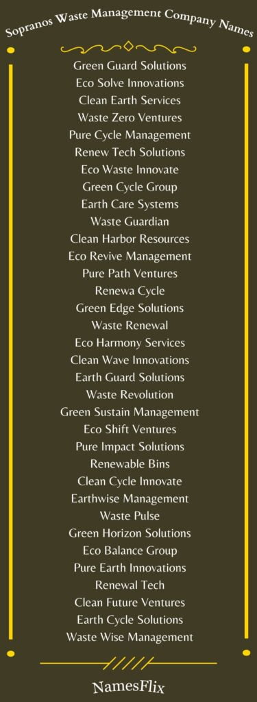 Sopranos Waste Management Company Names