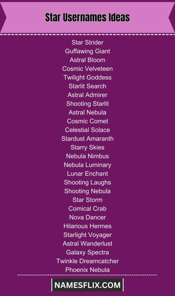 Star Usernames Ideas