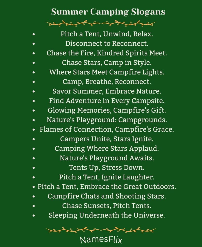 Summer Camping Slogans