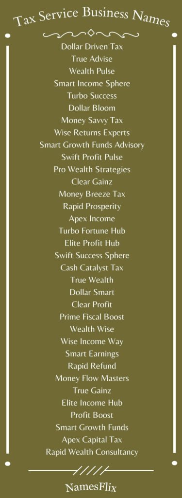 Tax Service Business Names