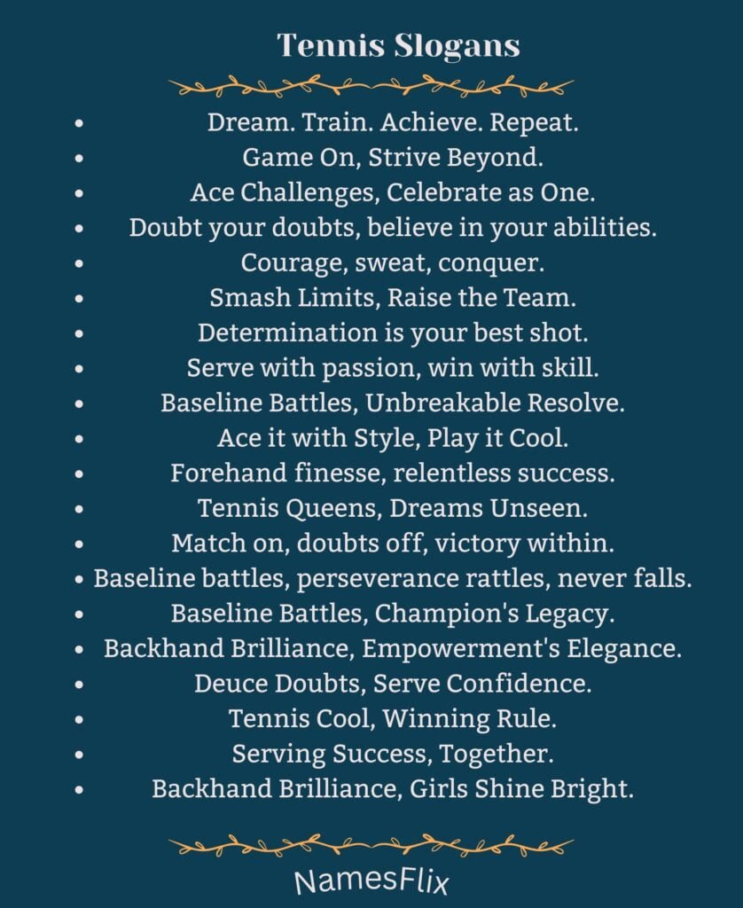 Tennis Slogans