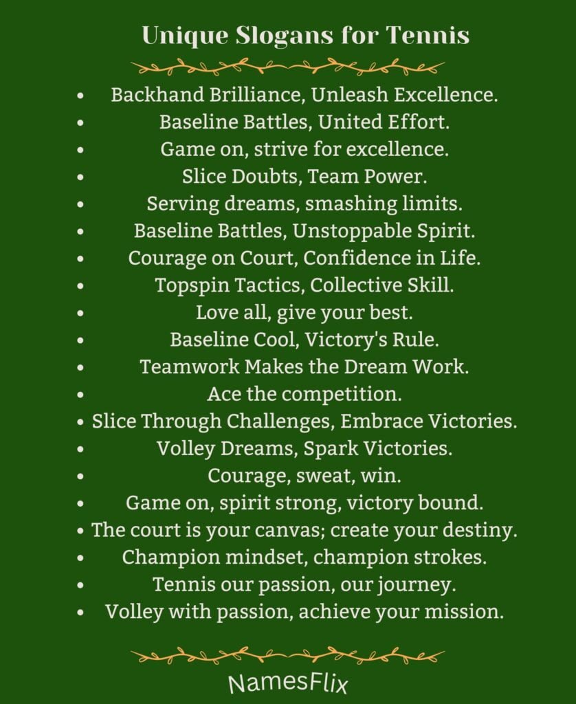 Unique Slogans for Tennis