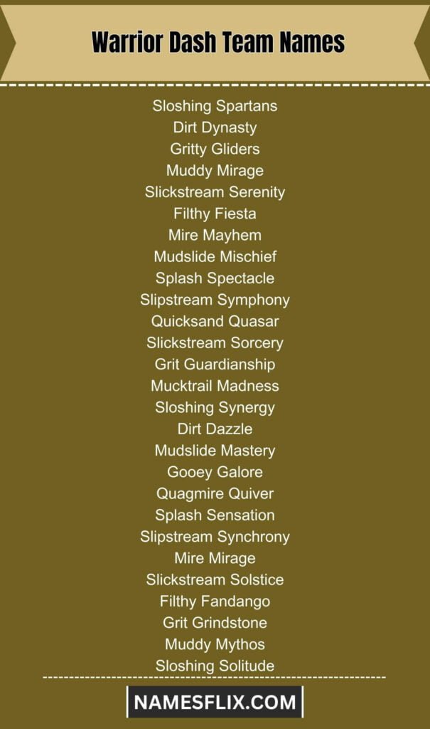 Warrior Dash Team Names