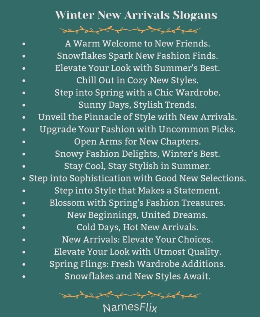 Winter New Arrivals Slogans