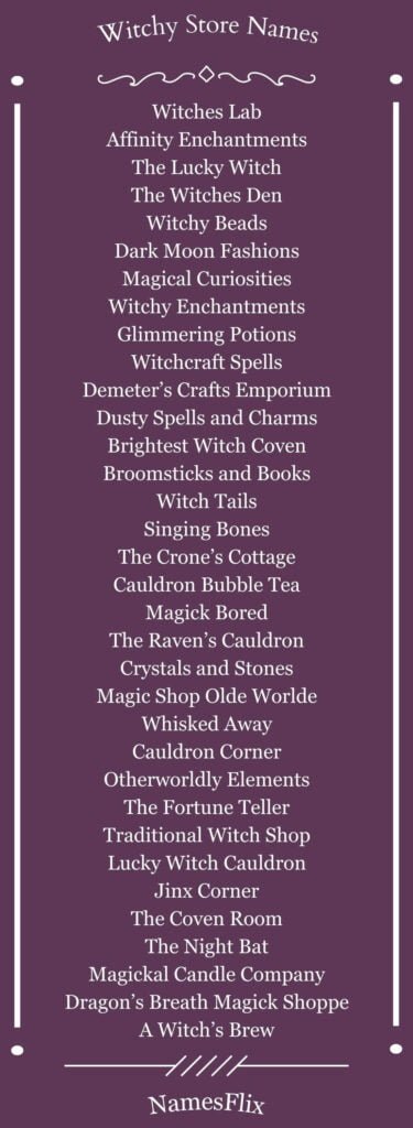 Witchy Store Names