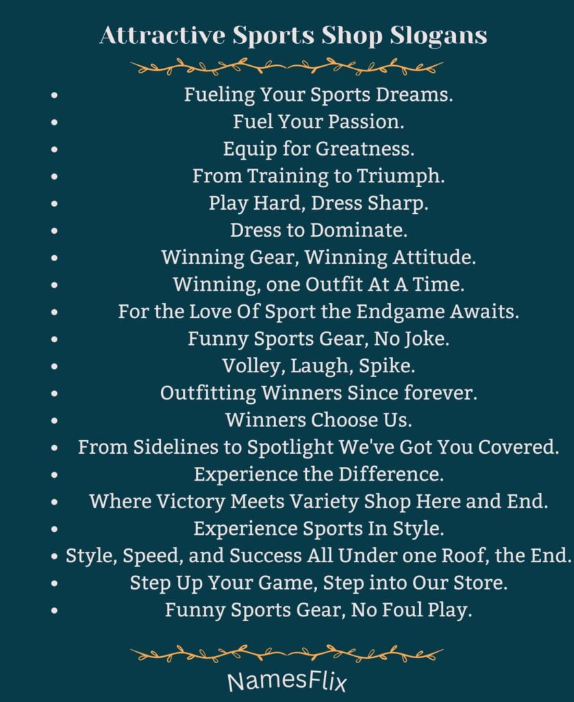 Attractive Sports Shop Slogans