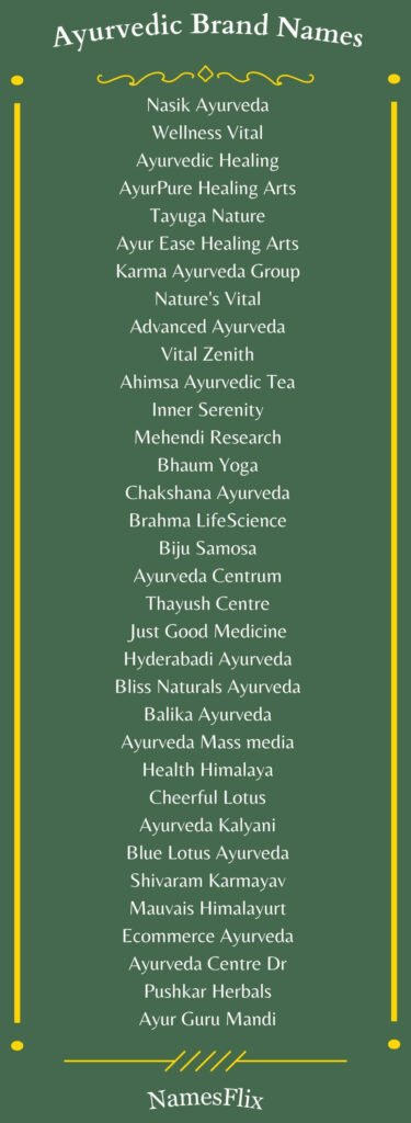 Ayurvedic Brand Names