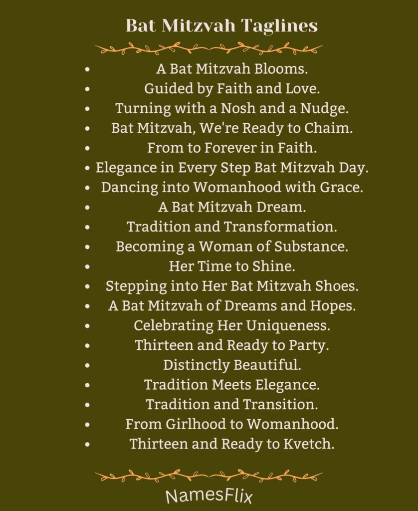 Bat Mitzvah Taglines
