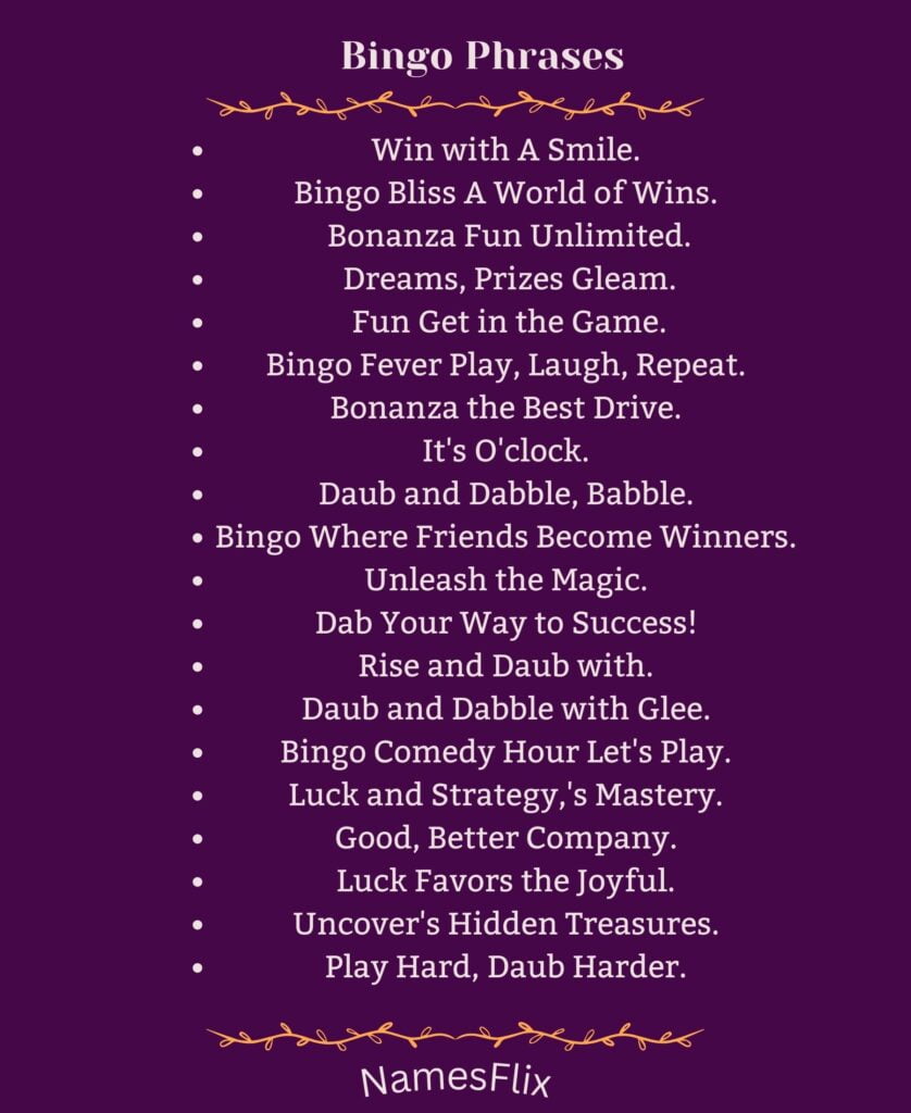 Bingo Phrases