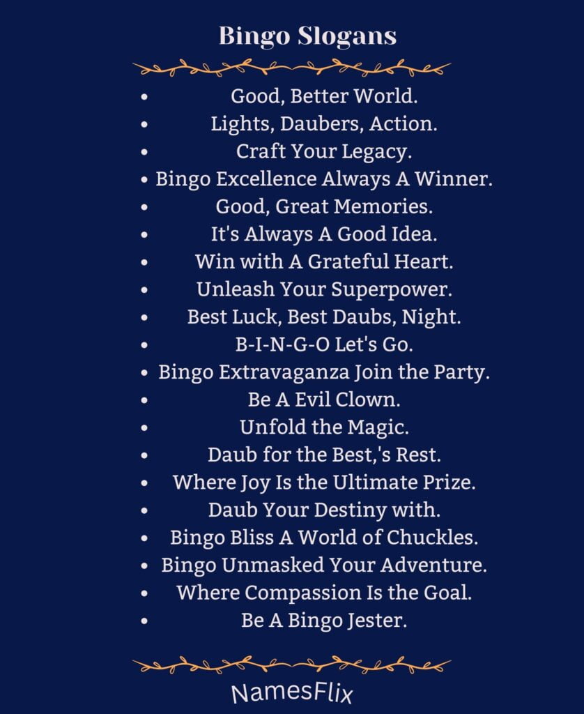 Bingo Slogans