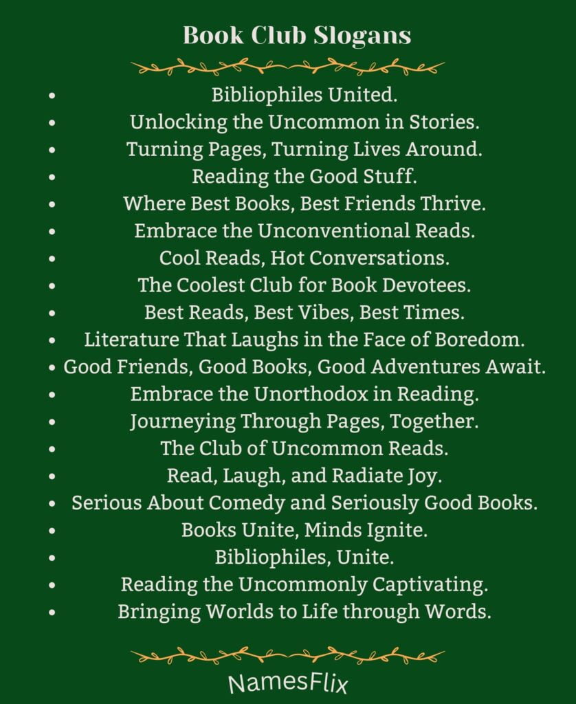 Book Club Slogans