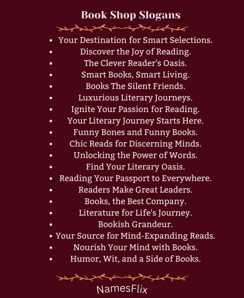 Book Shop Slogans