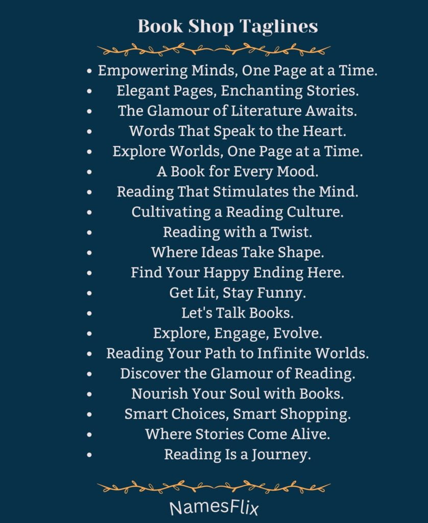 Book Shop Taglines