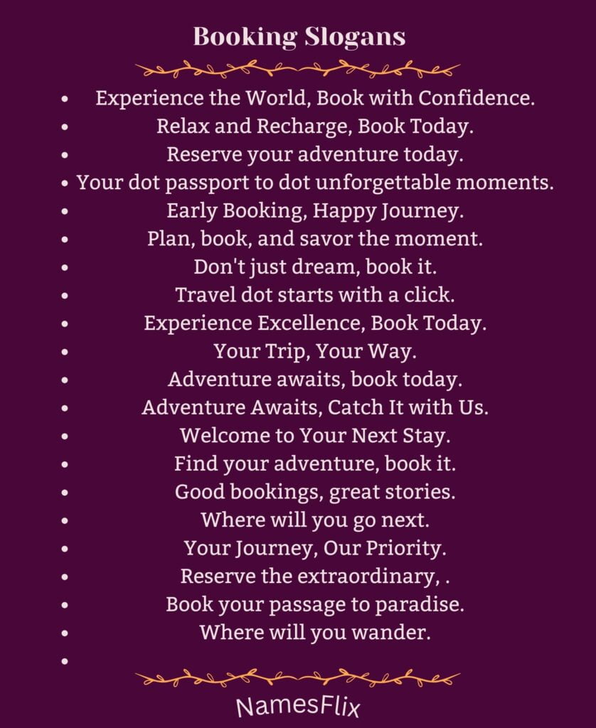Booking Slogans