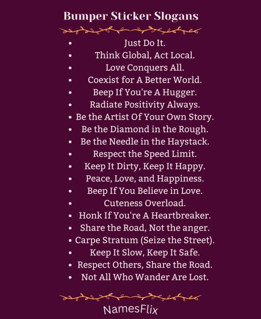 Bumper Sticker Slogans