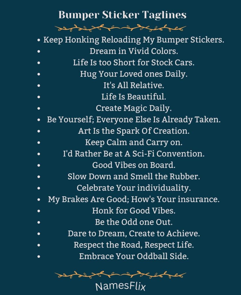 Bumper Sticker Taglines