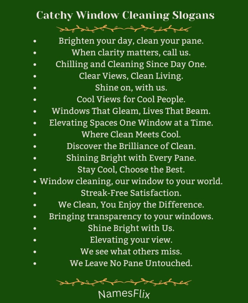 Catchy Window Cleaning Slogans