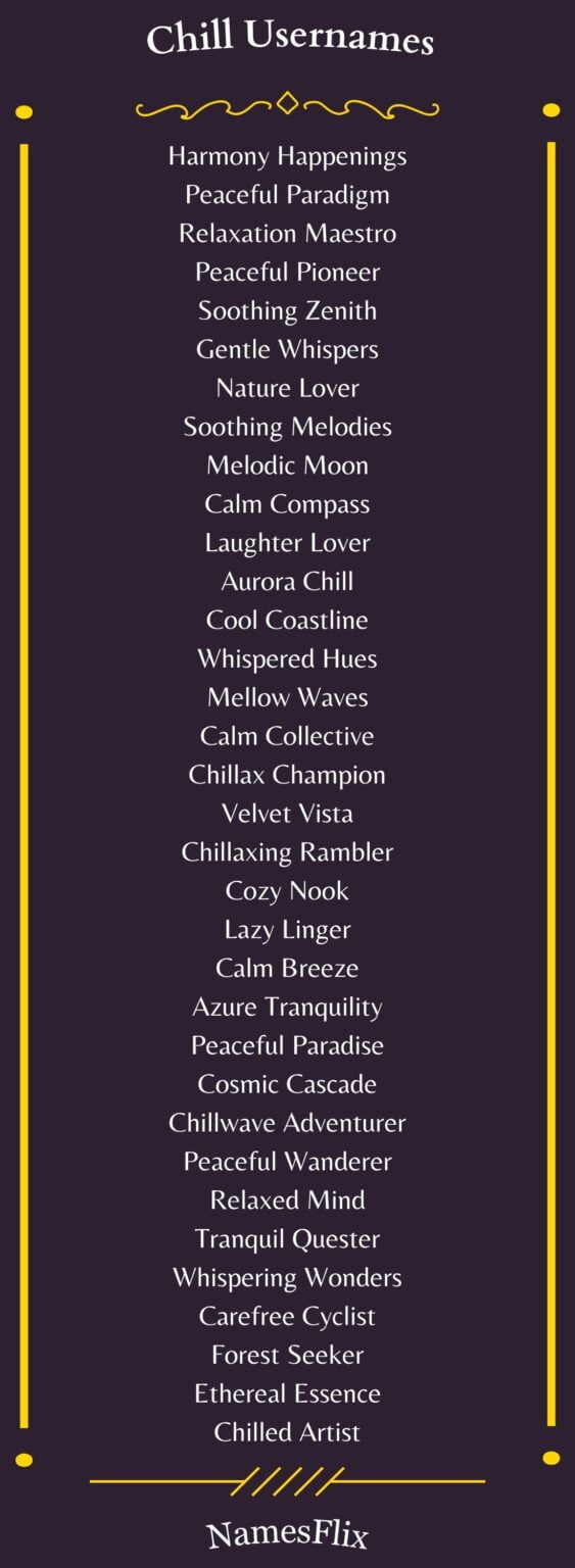 720+ Chill Usernames for a Relaxing Online Escape