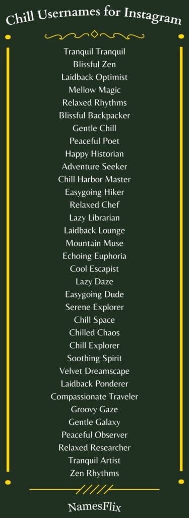 Chill Usernames for Instagram