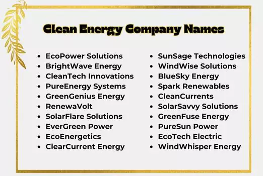 Clean Energy Company Names
