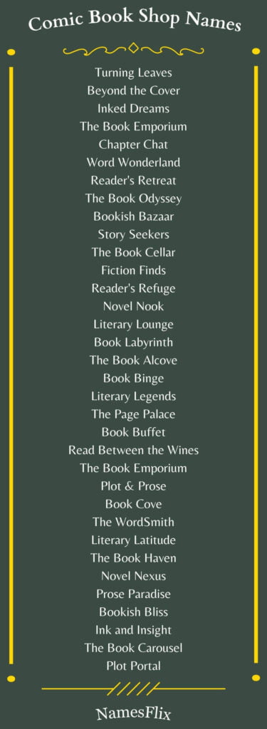 Comic Book Shop Names
