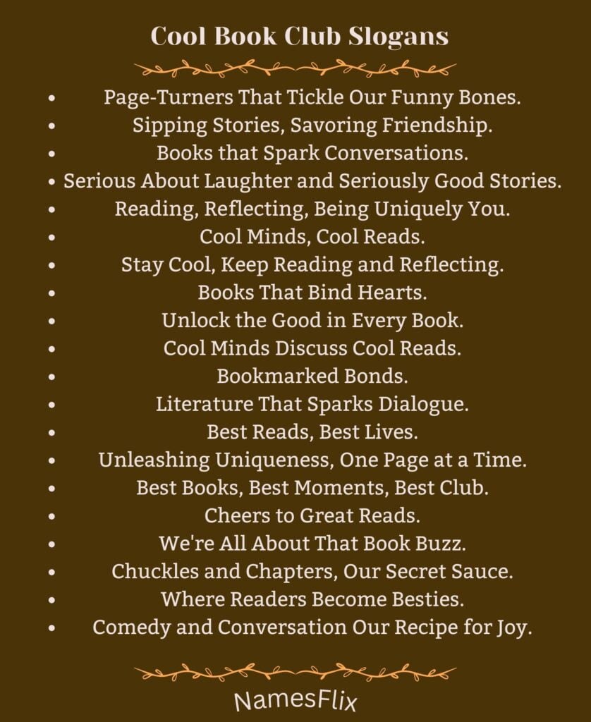 Cool Book Club Slogans