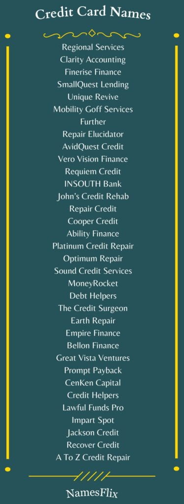 Credit Card Names