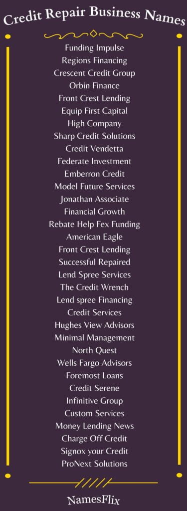 Credit Repair Business Names