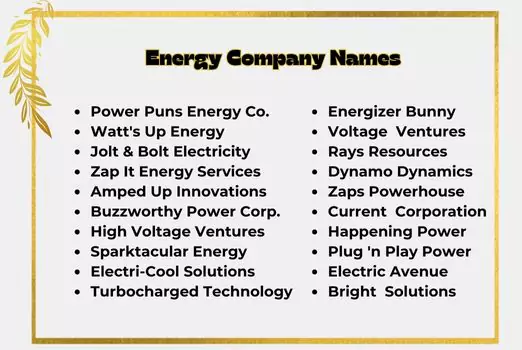 Energy Company Names