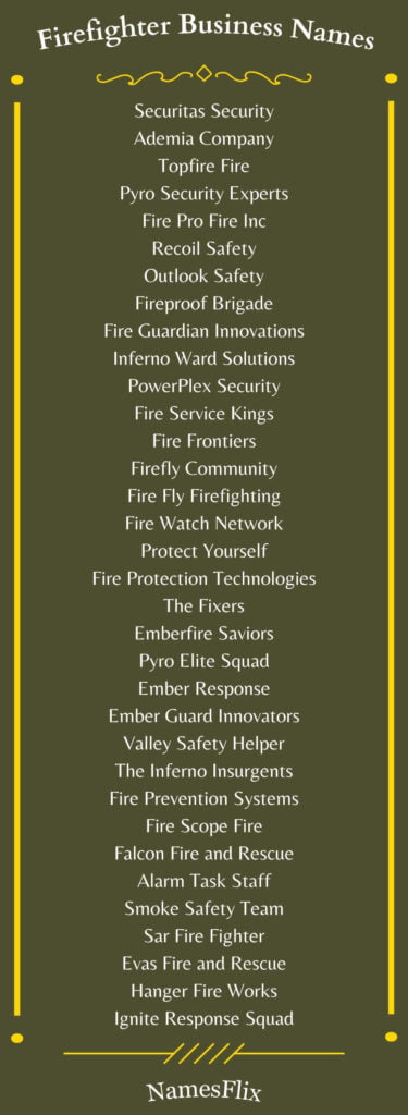 Firefighter Business Names