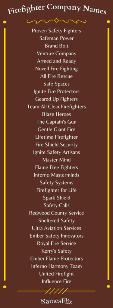 Firefighter Company Names