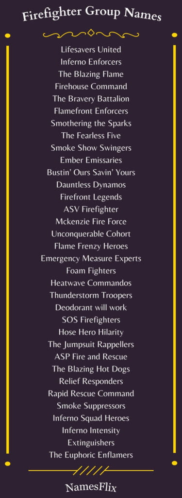 Firefighter Group Names