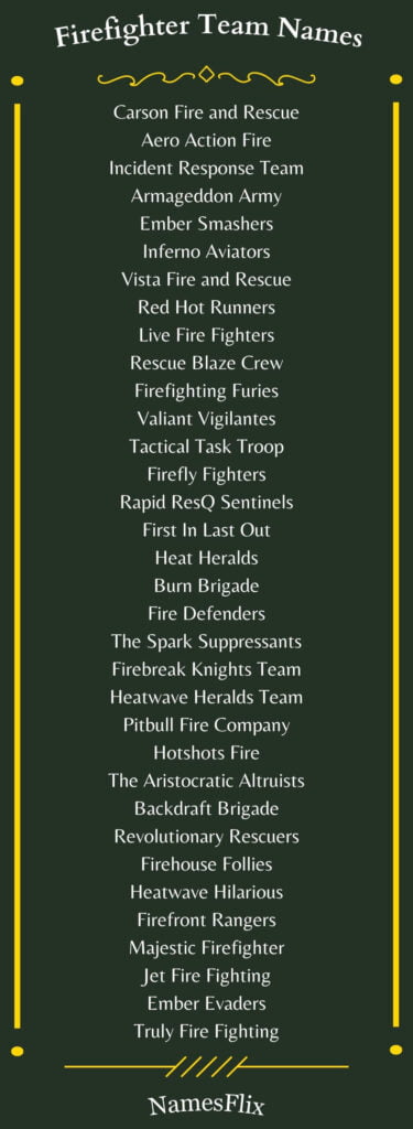 Firefighter Team Names
