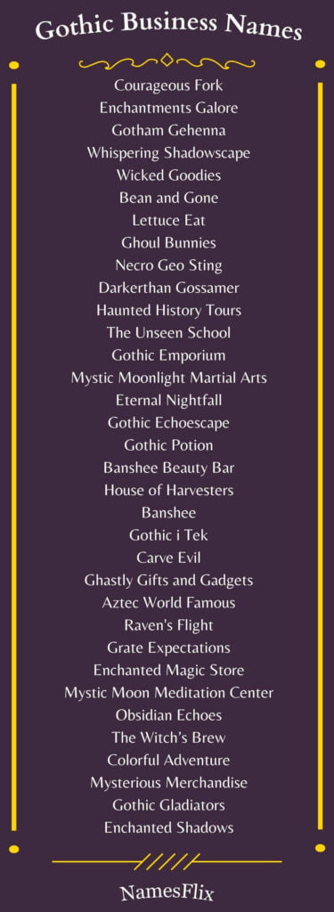Gothic Business Names