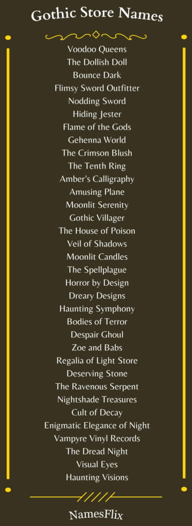 Gothic Store Names